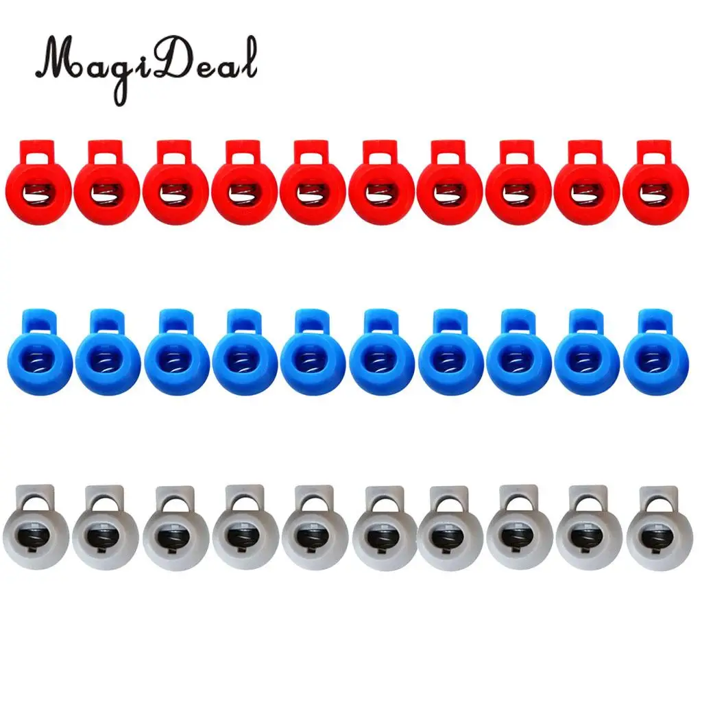 MagiDeal 10 Pieces Plastic Shock Cord Rope Toggle End Lock Stoppers Ball Buckles for Climbing Caving Replacement Accessories