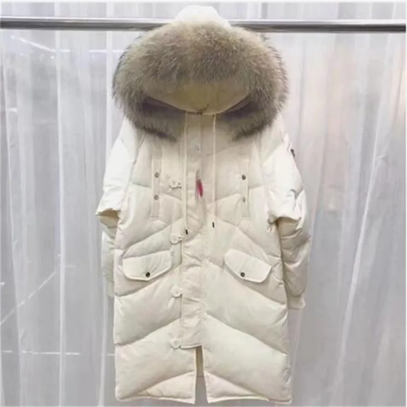 Зима модный бренд с большим меховым воротником с капюшоном Теплый пуховик женское длинное пальто wj1454