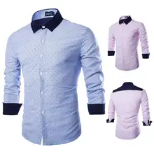 Год Мужская Бизнес Повседневная рубашка с длинными рукавами, быстро через eBay печатных базовый рубашка рубашки для мужчин мужские манжетой 15
