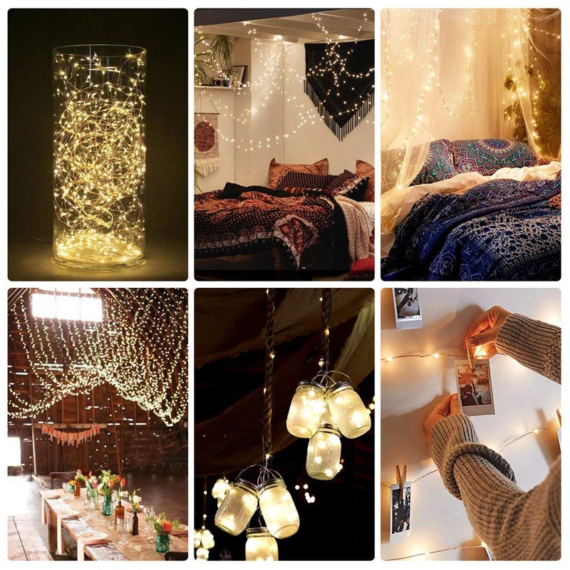 Copper Wire Outdoor Solar Powered LED String Lights 5M 10M 20M Waterproof Garland For Garden Wedding Christmas Landscape Decor (13)