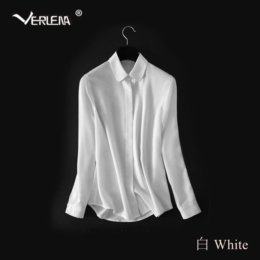 Verlena модные женские блузки элегантные шелковые однотонные белые женские блузки больших размеров женские Топы с длинным рукавом классические OL рубашки