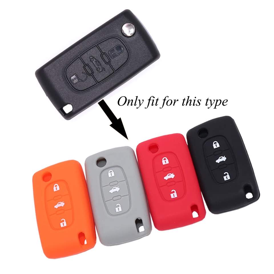 

3 Buttons Silicone Key Case Cover for Peugeot 207 407 407SW for Citroen C4 C5 C6 C8 Car Flip Key Fob Shell Drop Shipping