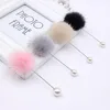 2022 new cute Charm Simulated Pearl Brooch Pins For Women Korean Fur Ball Piercing Lapel Brooches Collar Jewelry Gift Kids Girls ► Photo 3/6