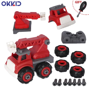 

Fire Ladder Truck Car Simulation Model Disassembly Assembly Resistance Vehicle Wheels Kids Plastic Diecast Toys Children Gift