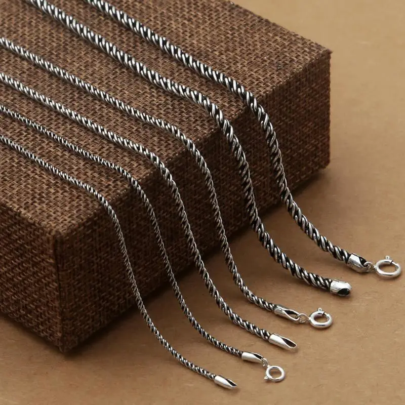 Чистое Серебро 925 пробы ожерелья модные подвески Веревка ожерелье для мужчин и женщин ювелирные изделия 339