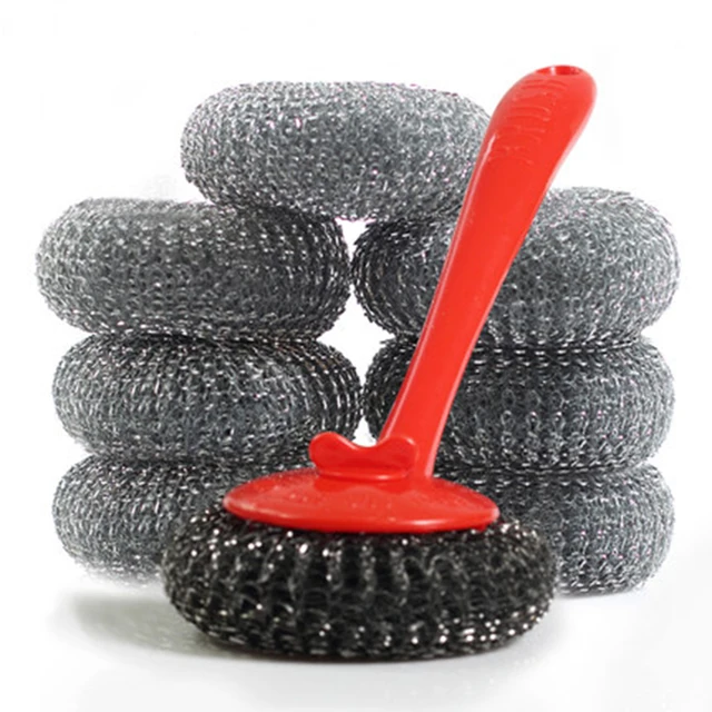 Long Handle Kitchen Steel Brush Cleaning Hand Metal Wire Dish Brush