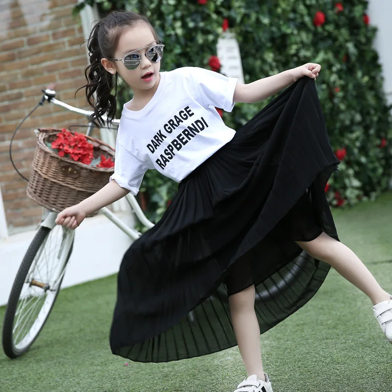 2018 New Summer Girls Chiffon Skirt Baby Girls Long Style Skirt