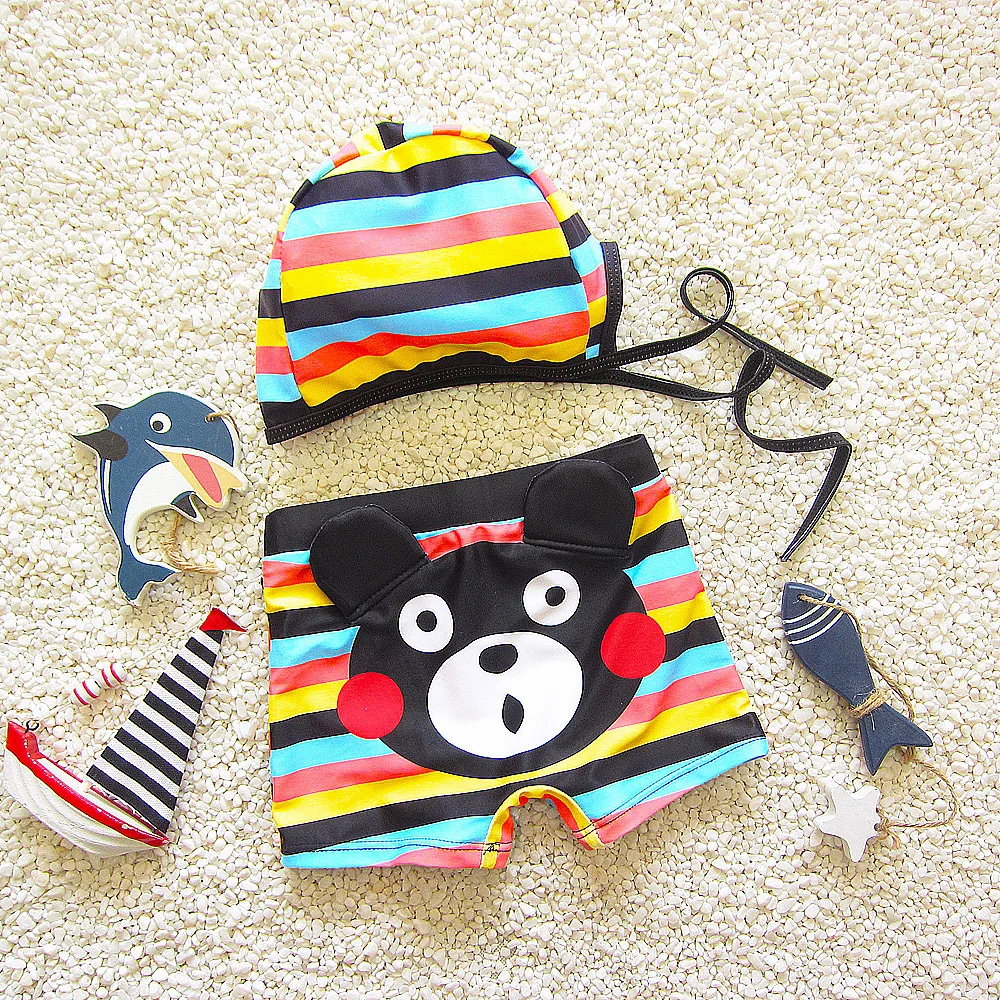 

Children's swimwear trunks 2-15Years Boy swimwear Kids swimming shorts separate children's swimwear Boys Summer Wear Swim Cap