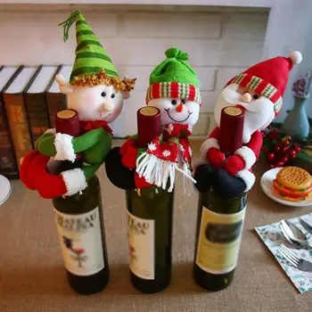 

2019 New Christmas Wine Bottle Cover Snowman Santa Claus Bottle Cover Dinner Table Christmas Decorations for Home Xmas Ornaments