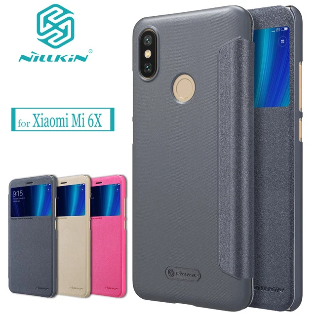 

NILLKIN silicone cases For Xiaomi Mi 6X flip cover PU Leather+view window hard plastic back cover case For Xiaomi 6X case