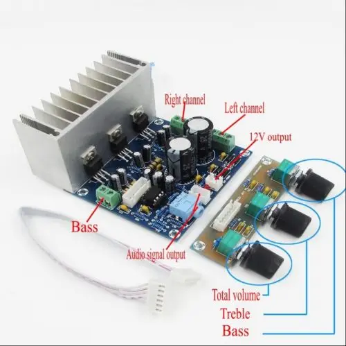 

TDA2030A power amplifier board 2.1 20W*2+30W bass subwoofer Audio amplifier with Volume Control Preamp Board
