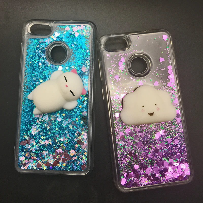 3d Squishy Cat Case For Huawei P8 P9 Lite 2017 Phone Case Liquid Glitter Paillette Sand Quicksand soft Honor 8 LITE Back Cover (32)