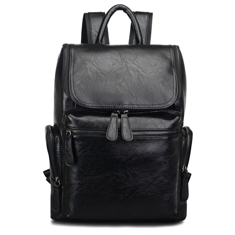 Мужской рюкзак, мужской рюкзак из искусственной кожи, школьные рюкзаки для подростков, роскошные дизайнерские брендовые Рюкзаки большой вместимости, дорожные сумки - Цвет: black