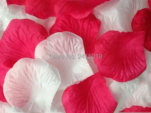 100 x WHITE AND HOT PINK SILK ROSE PETALS CHRISTENING TABLE DECORATION-1