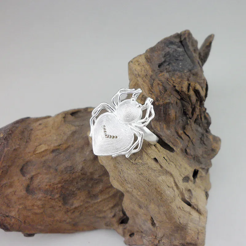 

2019 New Silver Spider Big Rings For Women 999 Sterling Silver Unique Ring Men Unisex Trendy Party Fashionable Jewelry