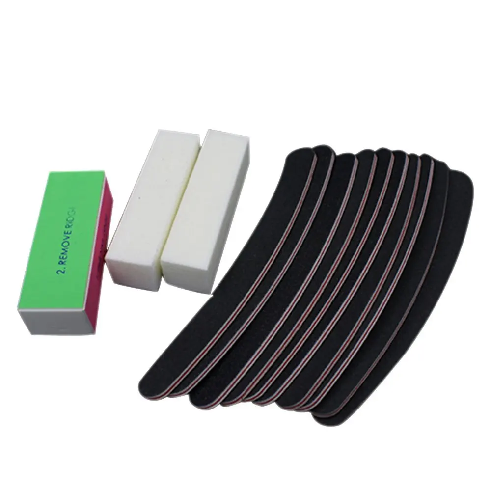 13Pcs Sanding Files Buffer Block Nail Art Manicure Tools (Black Curved