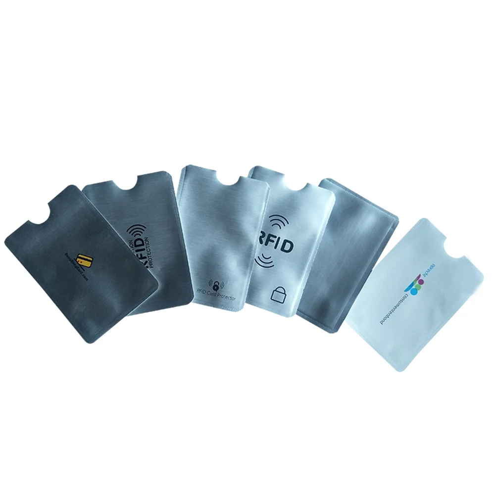 6 unids/lote Cartera de bloqueo Anti RFID Scan caja de aluminio funda de seguridad soporte mangas para pasaporte de tarjeta de crédito