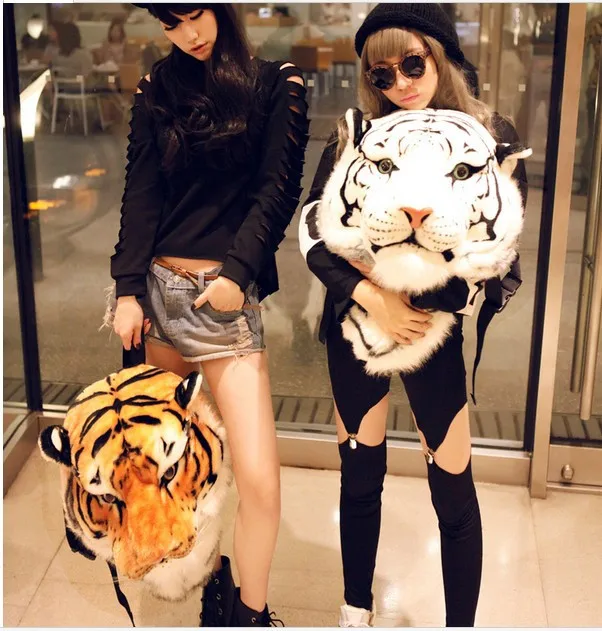 Рюкзак с 3D головой тигра, Мультяшные животные, сумки в виде льва, белые, желтые, женские, мужские, повседневные Рюкзаки для путешествий, детские сумки