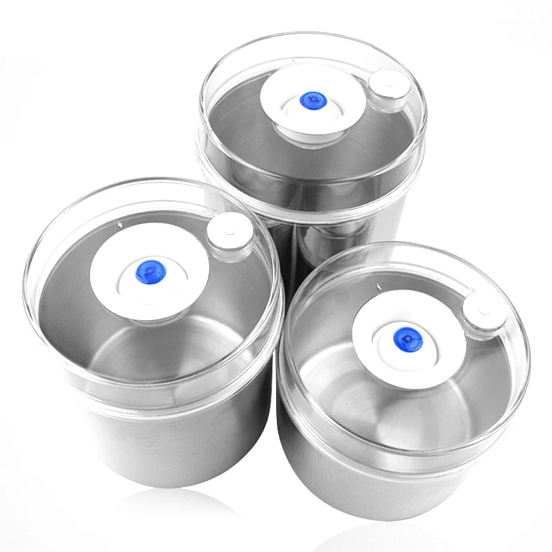 

Vacuum Container For Food Storage Containers Airtight Stainless Canister with Pump Work with Vacuum Sealer 2pcs/Lot S164