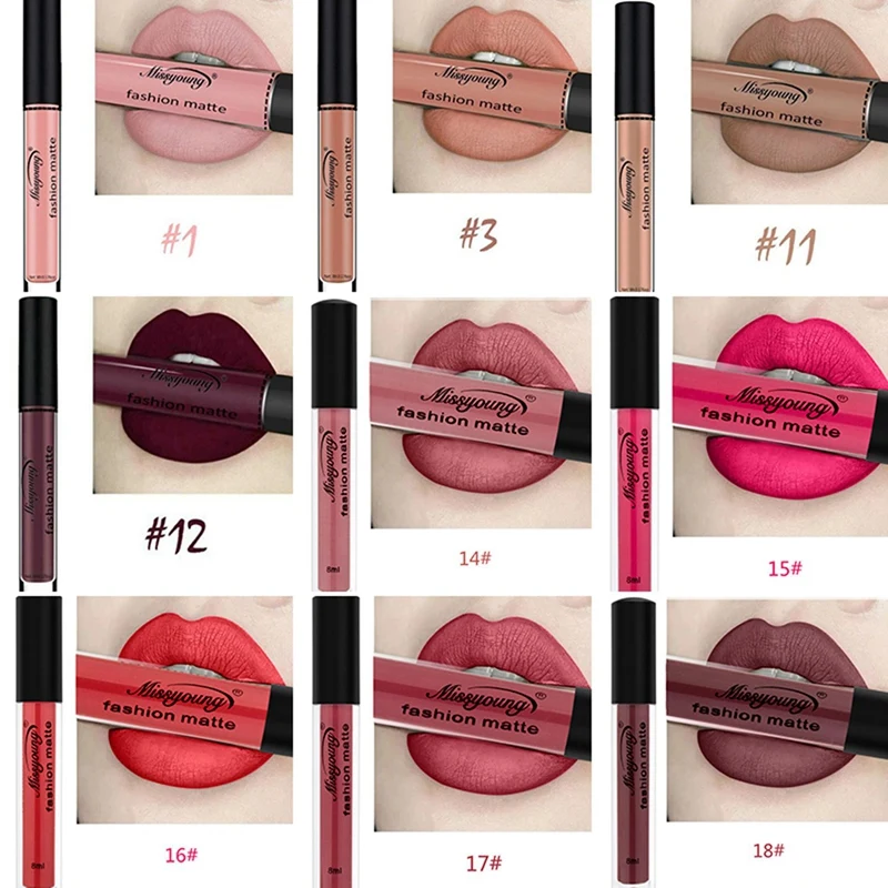 

Missyoung Brand Matte Liquid Lipstick Lipstick Partner Lady Makeup Brand Matte Lip Gloss Beauty Lip Balm 1P