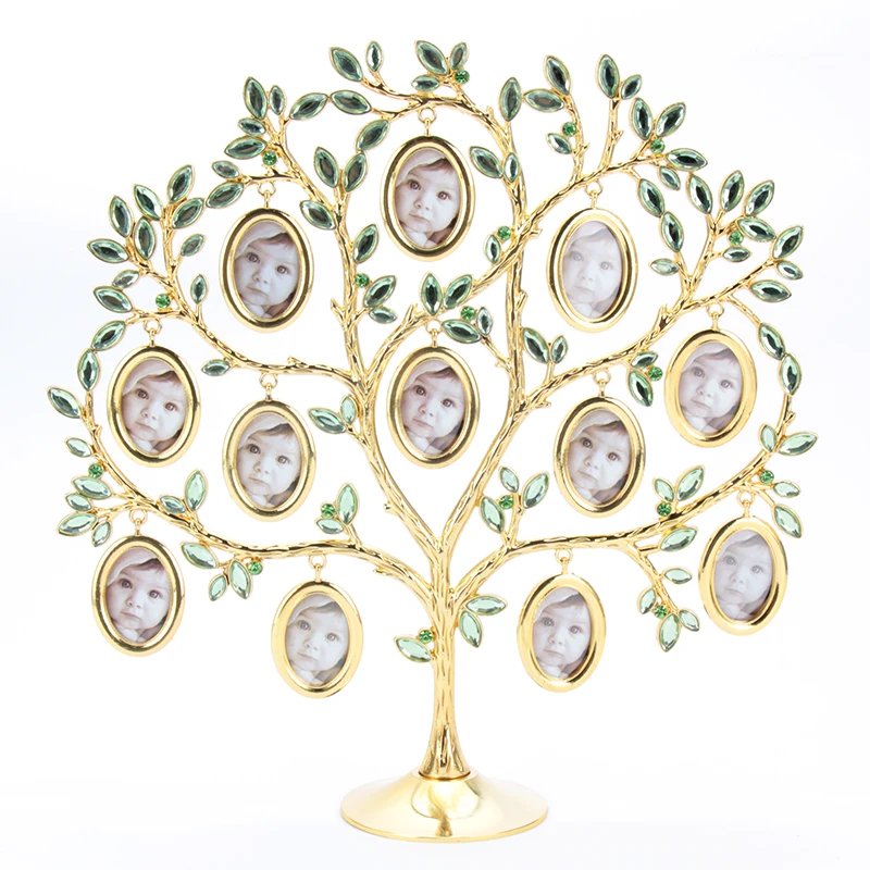 Hot sale gold family tree Photo Frame Fashion Pink Red Crystal
