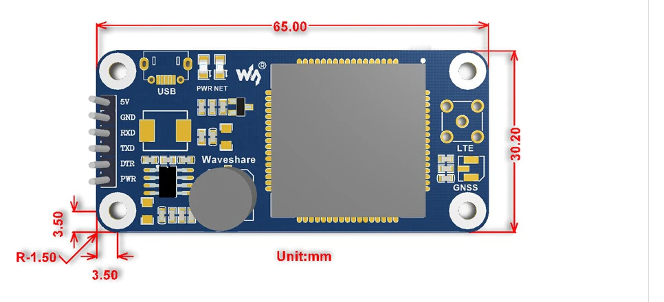 NB-IoT/eMTC/EDGE/GPRS/GNSS HAT для RPI Zero/Zero W/Zero WH/2B/3B/3B+, на основе SIM7000E, поддерживает TCP, UDP, PPP, HTTP, по электронной почте