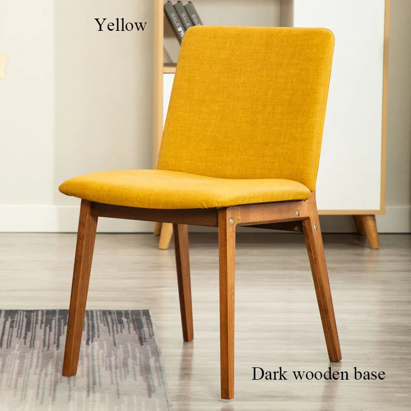 Nordic Home Furniture Minimalist Bedroom Study Chair Solid Wood Back Office Restaurant Meeting Coffee Hotel Dining Modern Chairs - Цвет: Dark wood Yellow