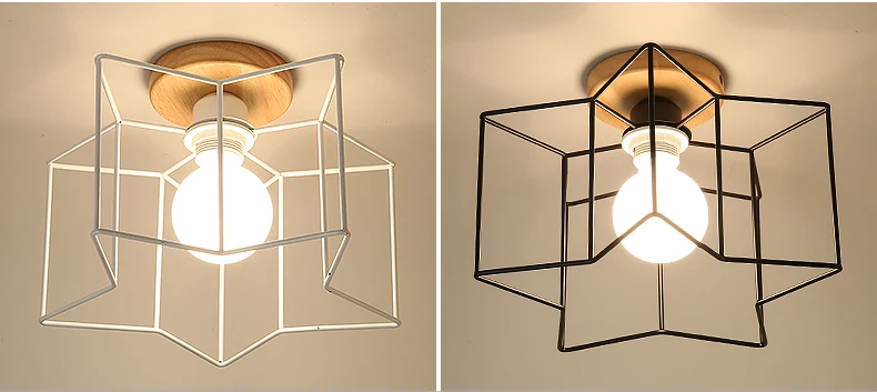 Lâmpada do Teto Cobre e Tons Ferro Madeira Sombra Luz Pingente Triângulo Metal Teto Lampshades E27 5w - 20 Cheap Luzes de teto