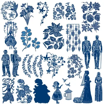 

Gentleman Bridegroom Bride Tropical Plants Flowers Vine Metal Cutting Dies for DIY Scrapbooking Paper Cards Crafts 2019 New Dies