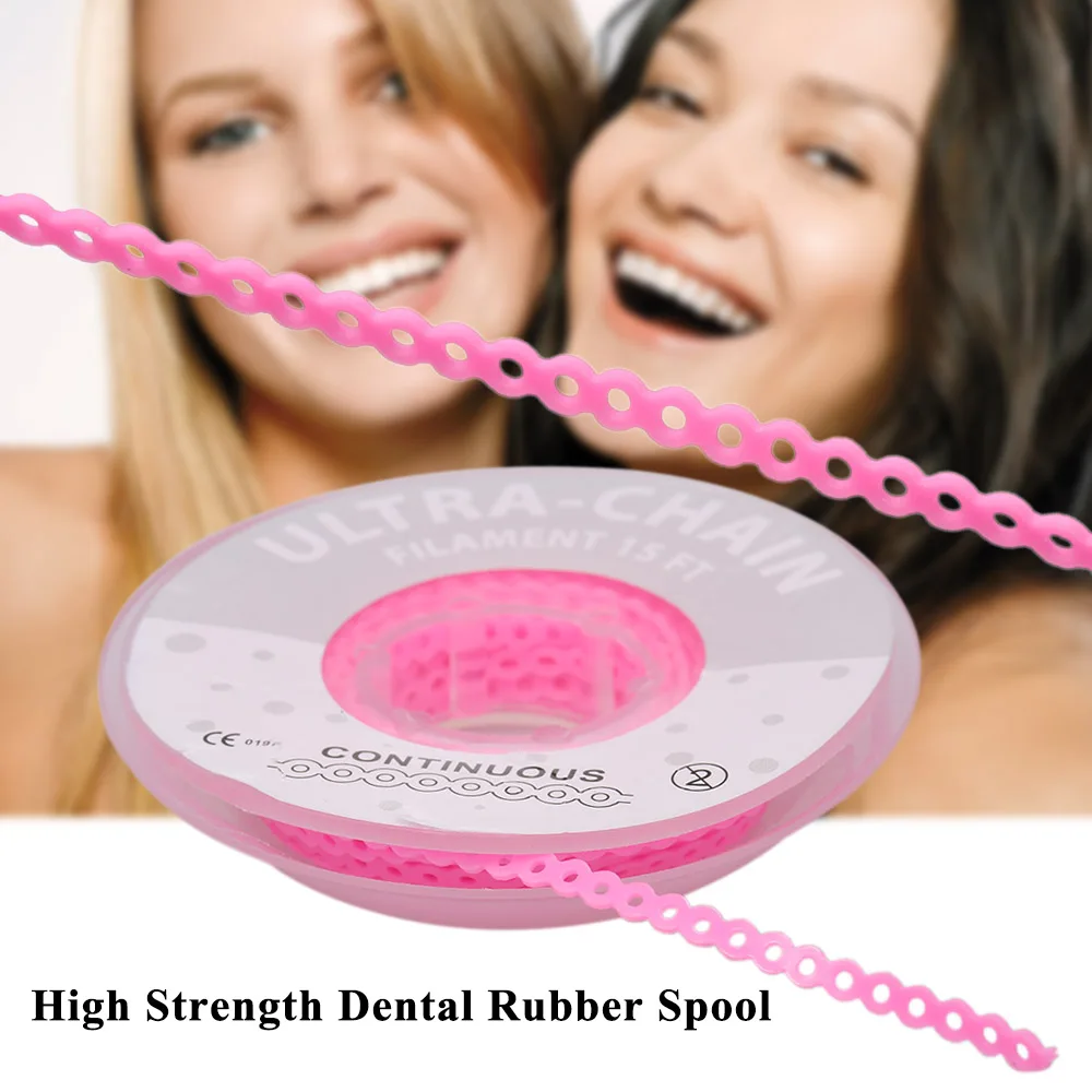 

1PC Dental Rubber Spool High Strength Dental Orthodontics Materials Elastic Ultra Power Chains Transparent Continuous Size
