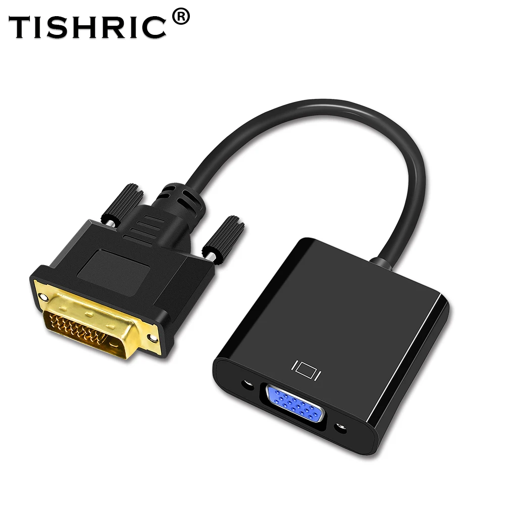 Видеокабель TISHRIC с адаптером DVI на VGA адаптер конвертер 24 1 25 штырьков D 2 15 активный