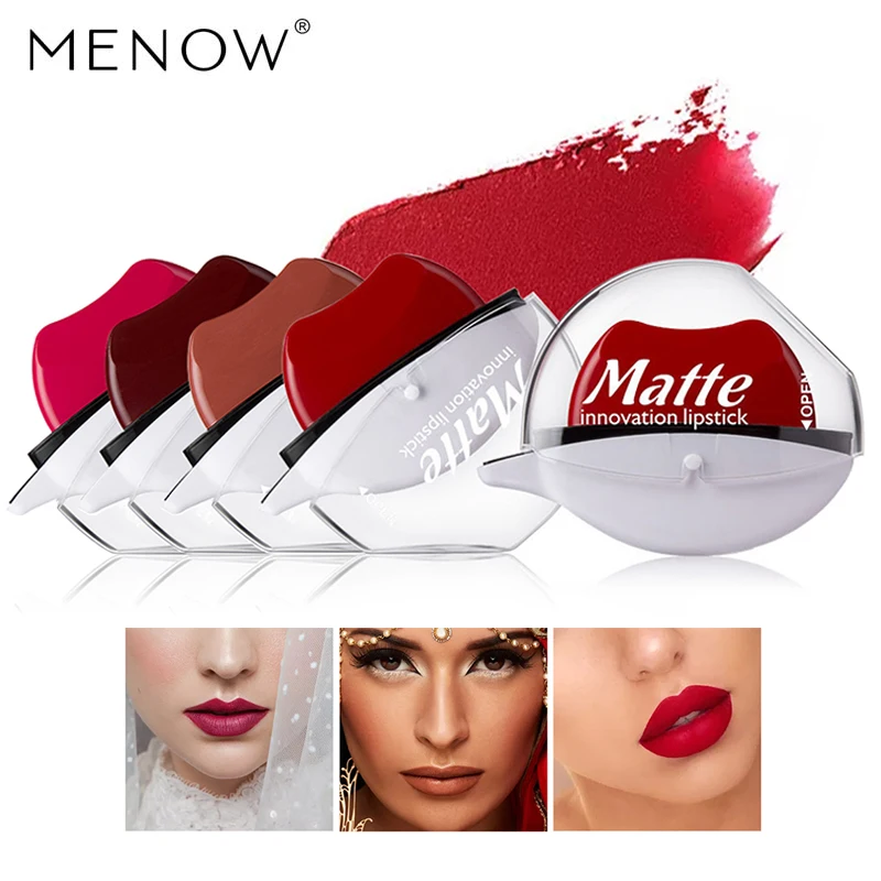 

MENOW brand new sexy lipstick red lip shape easy to color moisturizing non-marking durable waterproof matte lipstick