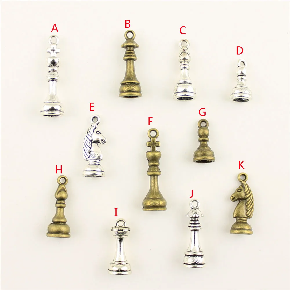 

20Pcs Wholesale Bulk Accessories Parts Chess Pawn Mix Pendant Fashion Jewelry Making HK195