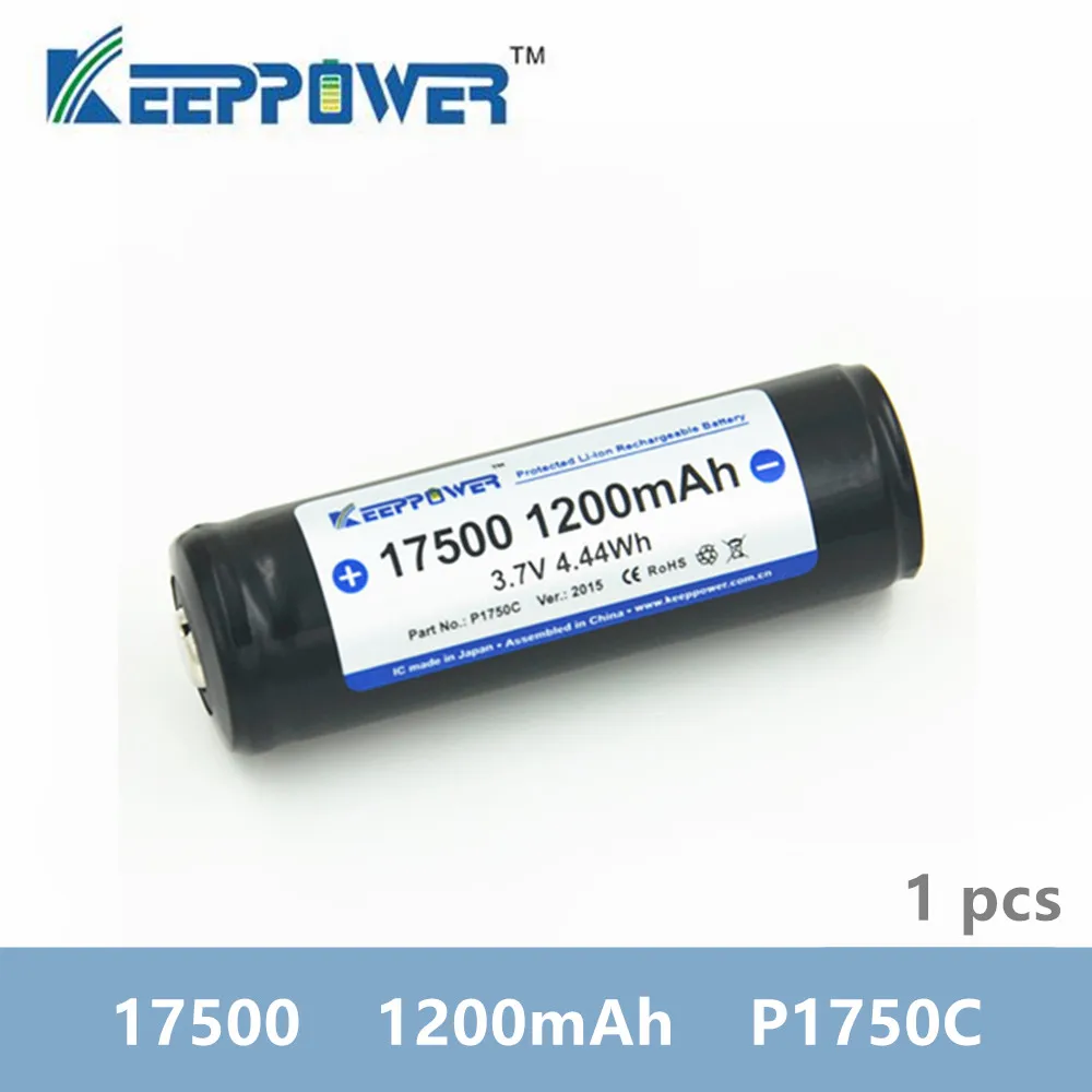 1 шт. Keeppower 17500 1200mAh 3,7 V P1750C 4.44Wh защищенный литиевый аккумулятор литий-ионные аккумуляторы для vape фонарика