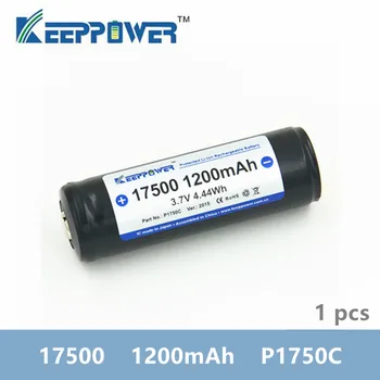 

1pcs Keeppower 17500 1200mAh 3.7V P1750C 4.44Wh Protected Rechargeable Lithium Battery Li-ion Batteries for vape flashlight