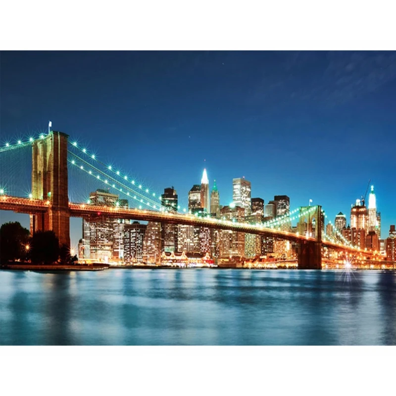 

5D Diy Diamond Painting New York Brooklyn Bridge 3D Diamond Mosaic Full Square City Night View Diamond Embroidery Unframed Z2770