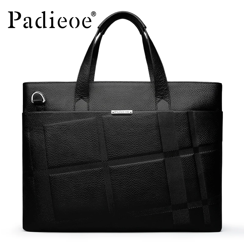 Padieoe новое поступление мужской портфель модная Натуральная кожа сумка для ноутбука Мужская Роскошная брендовая мужская деловая сумка