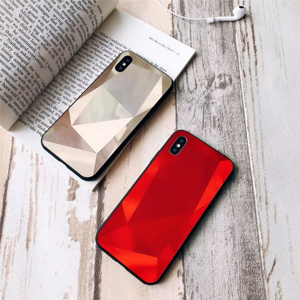 HUANQING Luxury 3D Rhombic Phone Case for iPhone 6 6S Plus 8 7 Plus Fashion Simple Bling Diamond Cover  for iPhone X Xs Max XS XR Case12