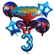 6pcs/lot Spiderman Balloon 32 inch Number Balloon Set Spiderman Party Inflatable Helium Foil Balloons Birthday Party Decoration
