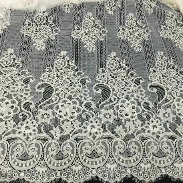 

3Yards African Embroidered fabric lace fabric nigerian french lace fabric for wedding dresses ivory bridal Big lace trim