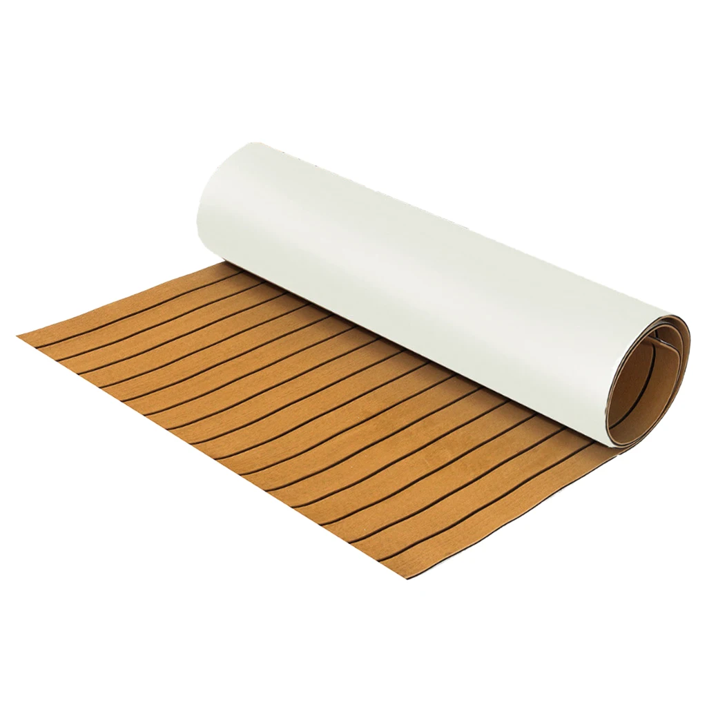 Self Adhesive 2400x600x6mmTeak Decking EVA Foam Marine Flooring Faux Boat Boat Decking Sheet Accessories Marine Brown Black