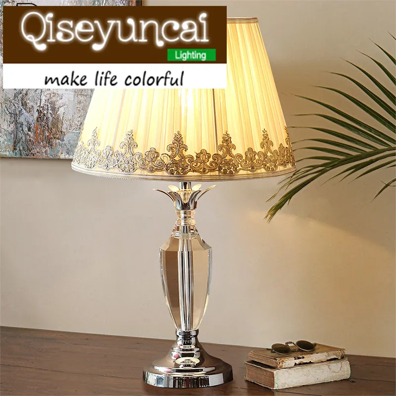 

Qiseyuncai European style The wedding cozy bedroom K9 crystal table lamp modern simplicity luxury high-end fashion lighting