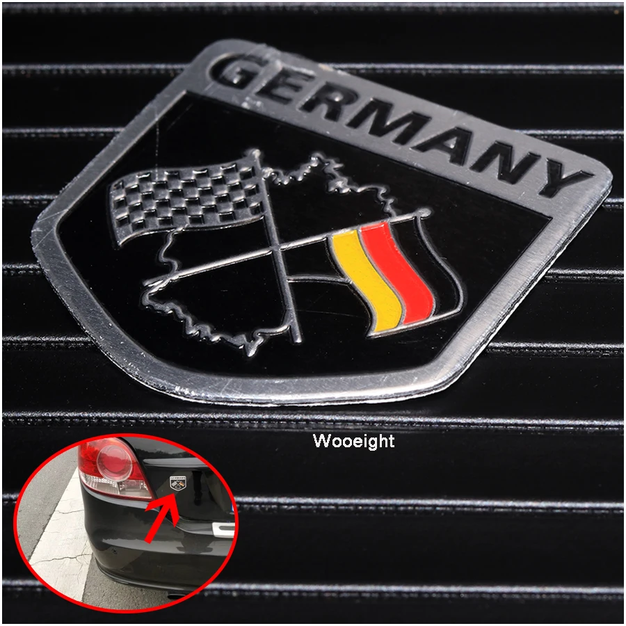 Wooeight Metal Aluminium 3D Germany German Flag Badge Emblem Grille Decal Car Stickers Decoration For Benz Audi Kia VW BMW (4)