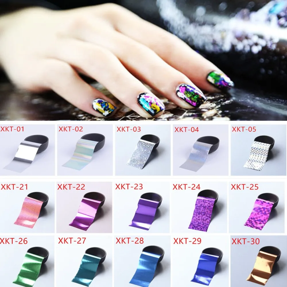 

WUF 1 Pack(12Pcs) DIY Nail Art Transfer Foil Decal Beauty Craft Decorations Accessories For Manicure Salon(XKT 01-30)
