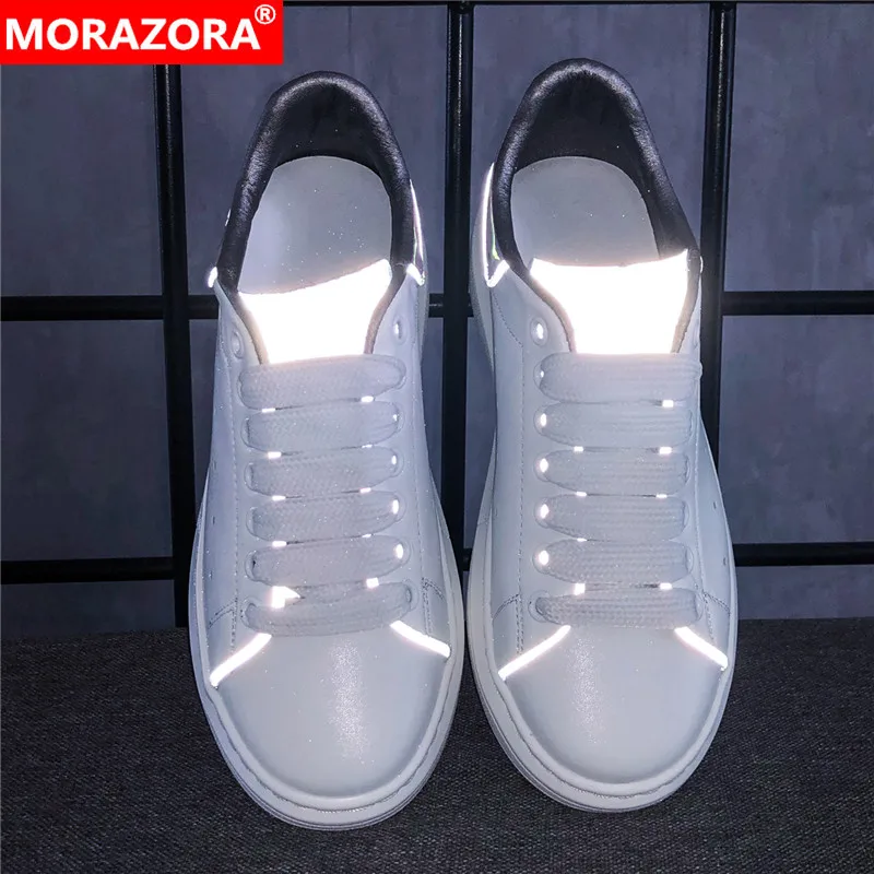 Мужские и женские кроссовки MORAZORA белые классические из натуральной кожи на
