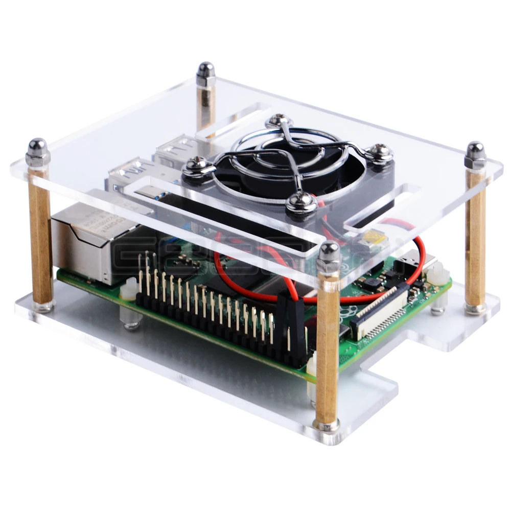 Акриловый прозрачный корпус GeeekPi с охлаждающим вентилятором Raspberry Pi 4 Модель B для