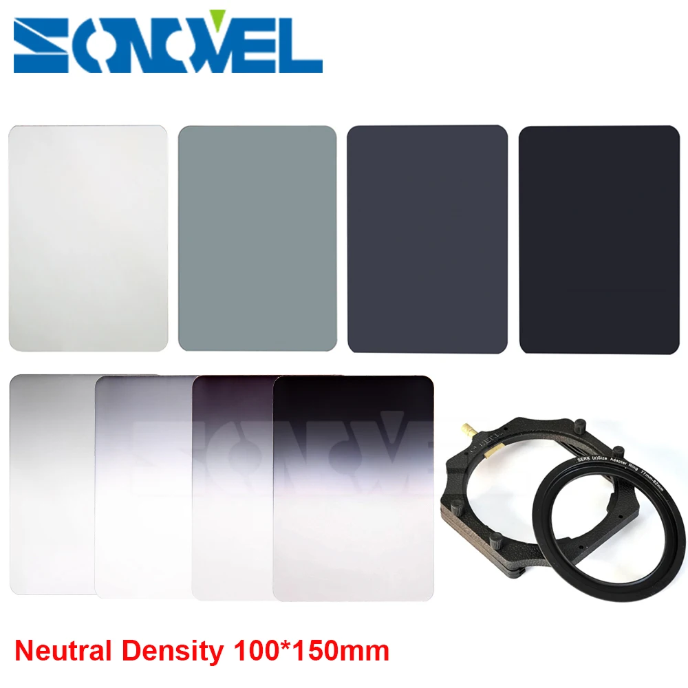 100mm x 145mm Graduated ND2 ND4 ND8 ND16 Neutral Density 100*150mm Graduated Square Filter+Filter Holder for Lee Cokin Z series