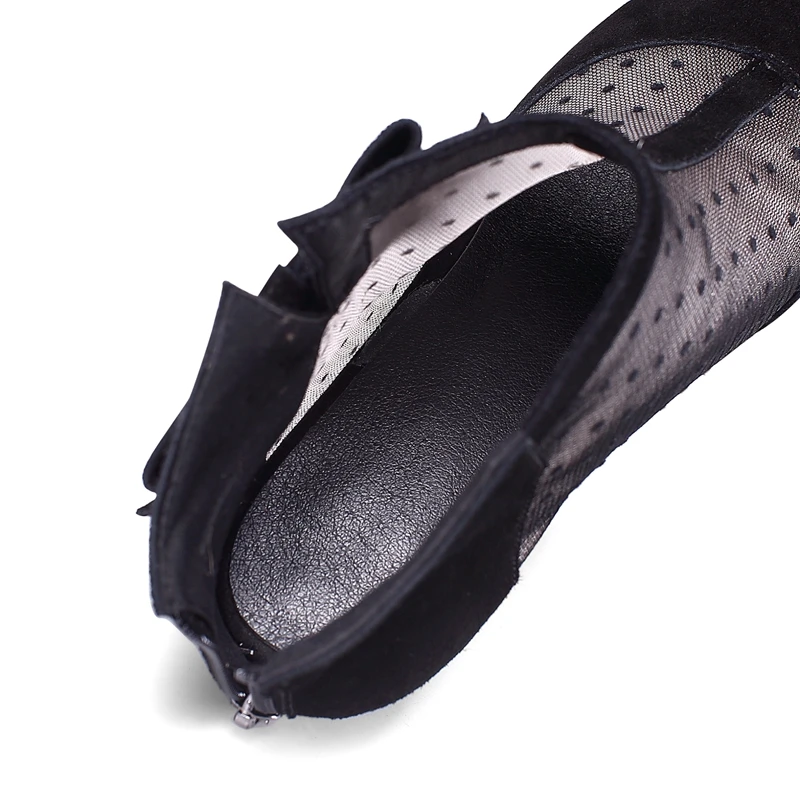 ENMAYER/ботильоны женские полусапожки повседневная обувь модная замшевая обувь черного цвета на молнии с острым носком на тонком каблуке с бантом резиновая обувь; CR1190