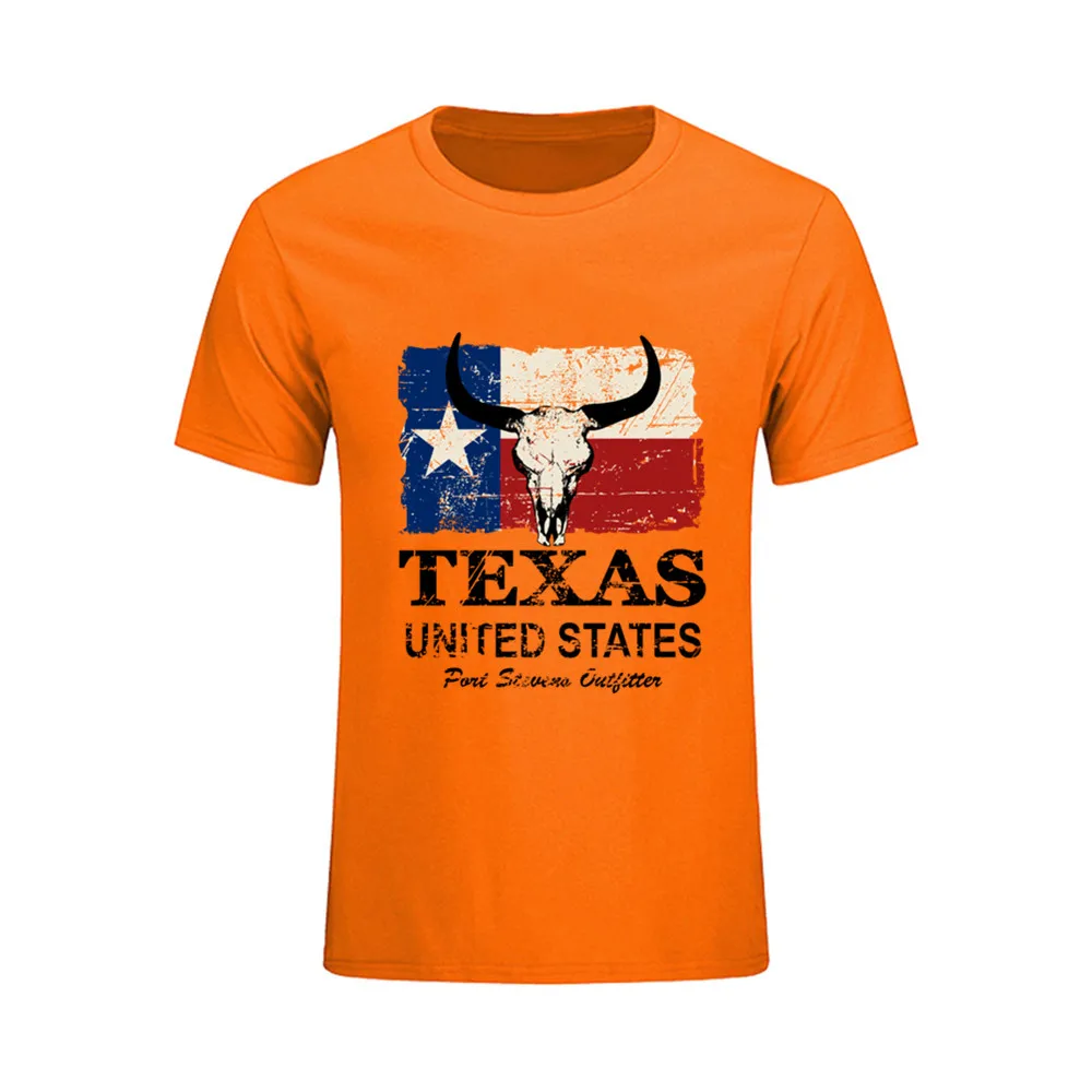 2017 New Arrive Funny USA Ameran Texas Bull Flag Cotton Funny T Shirt