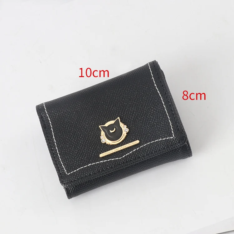 1 piece Women Short Wallet Candy Color Bow Knot day Clutch Purse Girl Sailor Moon Wallet Handbag Card Coin Bag - Цвет: black